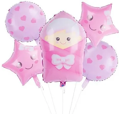 Set de baloane PartyGo - Baby Girl, 5 buc