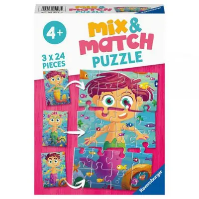 Puzzle Mix&match Sirene si Monstri, 3x24 Piese