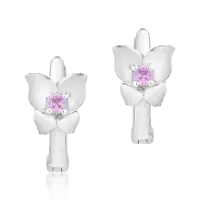 Cercei pentru copii din aur alb cu safire roz de 0.078ct