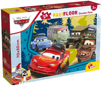 Puzzle cu două fețe Lisciani de colorat din 24 piese - Mașinile