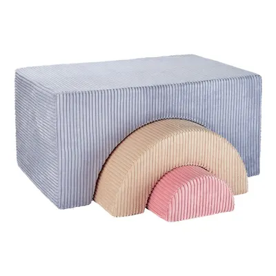 Set de joacă din spumă albastru din catifea reiată 75x49x37 cm Rainbow Montessori – Wigiwama