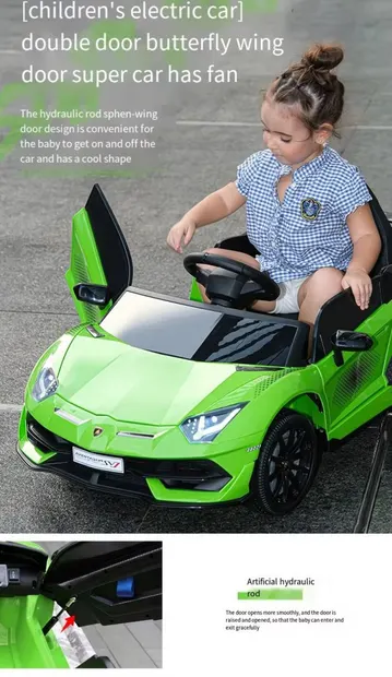 Masinuta electrica pentru copii Lamborghini Aventador cu licenta, telecomanda parinti 2.4G, motoare 2 x 38w, acumulator 12V4Ah, muzica,afisaj cu indicator nivel baterie, volum reglabil,usbmp3,povesti in limba engleza, eleron