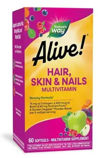 Alive Hair, Skin & Nails Multivitamin, 60 capsule gelatinoase moi, Nature's Way