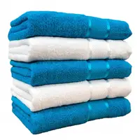 Set 5 Prosoape, Bumbac 100%, 400g m ², Bleu Alb