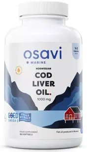 Norwegian Cod Liver Oil, 1000 mg, lemon, 180 capsule gel, Osavi