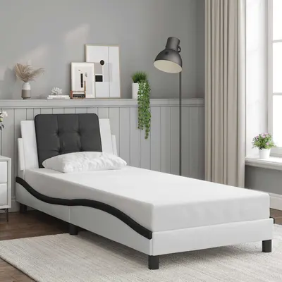 vidaXL Cadru de pat fără saltea Zadar alb și negru 90x190 cm piele artificială