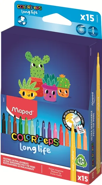 Carioci Maped Color Peps - Long Life, 15 culori