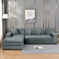 Husa elastica universala pentru coltar, Catifea Gri albastrui