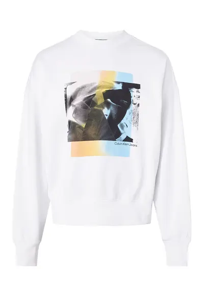 Bluza sport supradimensionata cu imprimeu - Alb/Negru/Albastru lavanda