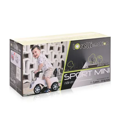 Masinuta pentru copii Lorelli Mini Blue, fara pedale, spatar cu functie de impingere, protectie impotriva rasturnarii, functii muzicale, lumini, inaltime de la sol la sezut 20 cm
