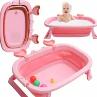 Cadita pliabila cu picioare antiderapante Pink Crab