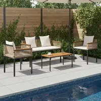 vidaXL Set de Mobilier pentru Exterior Bej și alb crem poliratan