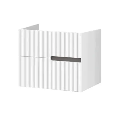 Mobilier pentru lavoar pe blat 60 cm, alb, cu riflaje, Fluminia Malta