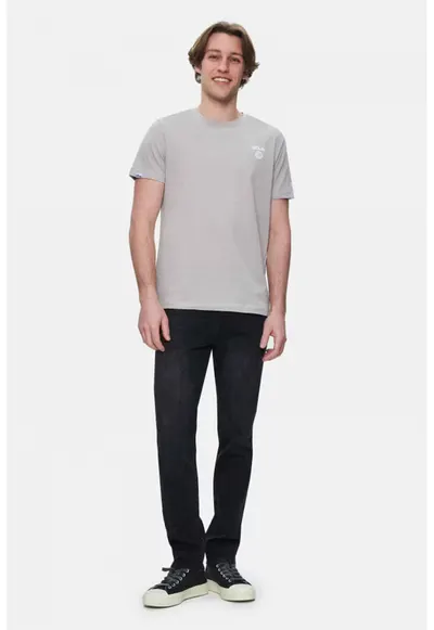 Tricou de bumbac cu decolteu la baza gatului - Gri cenusiu