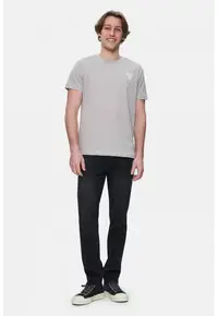 Tricou de bumbac cu decolteu la baza gatului - Gri cenusiu