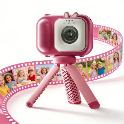 Camera Video Digitala pentru Copii cu Ecran Mare 2, Card 32GB, Roz - Default Title