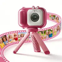 Camera Video Digitala pentru Copii cu Ecran Mare 2, Card 32GB, Roz - Default Title