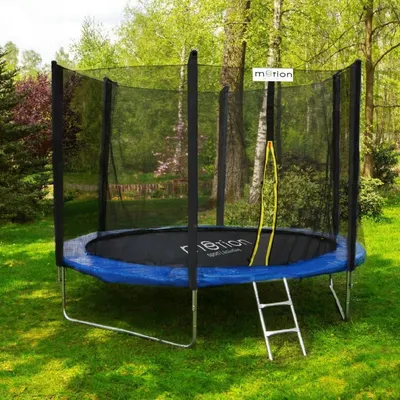 Trambulină de grădină Jumi, MOTION, 240 cm, cu plasă de protecție și scară, culoare albastru