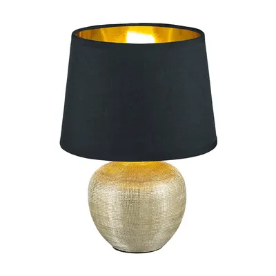 Veioză din ceramică și pânză Reality Luxor, înălțime 26 cm, negru