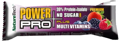 Baton energizant cu aroma de fructe de padure Power Pro Plus, 80g, Nature Tech