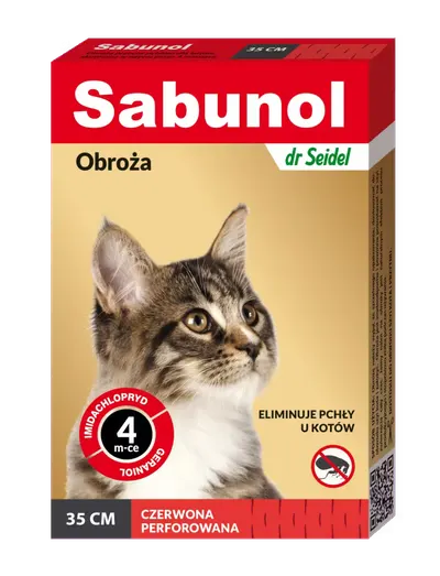 Sabunol Cat, Zgarda Antiparazitara Pisici, Culoare Rosu (35cm)