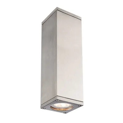 Corp iluminat de perete, aplica, THEO SUS / JOS de perete lumini GU10, QPAR51 aluminiu, lumina de perete exterior, din aluminiu natural, max. 2x50 W, IP44