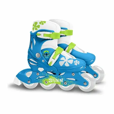 Role, Stamp, Stitch, Cu 4 roti, Ajustabile, Inchidere prin velcro, Cu frana, Marime 30-33, Albastru