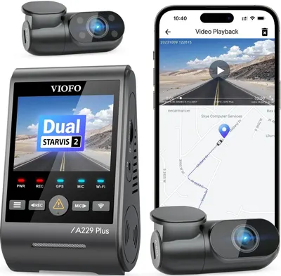 Registrator video auto VIOFO - A229 Plus 3CH - 2K HDR Sony Starvis 2 GPS, negru