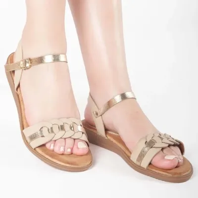 Sandale dama din Piele Ecologica CRL0150 BEJ