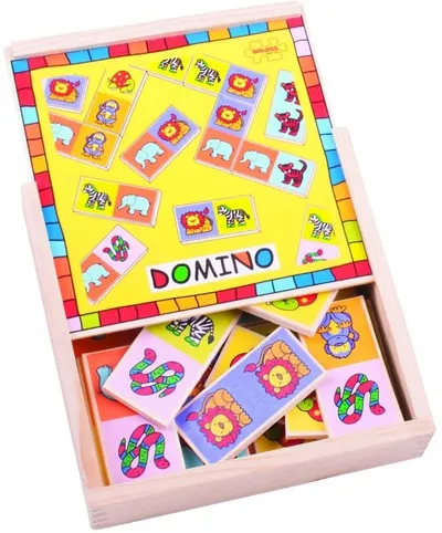 Domino din lemn pentru copii Bigjigs - Animalele in savana