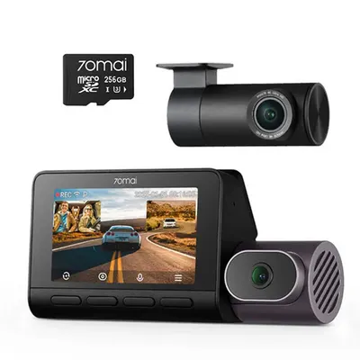 Camera auto cu lentila duala + camera spate RC41 70Mai T800-41-256G, 4K, WiFi 6, ecran 3 inch, GPS, HDR, ADAS, 146 grade, preinregistrare, night vision, slot card, microfon si difuzor, control prin aplicatie, card inclus