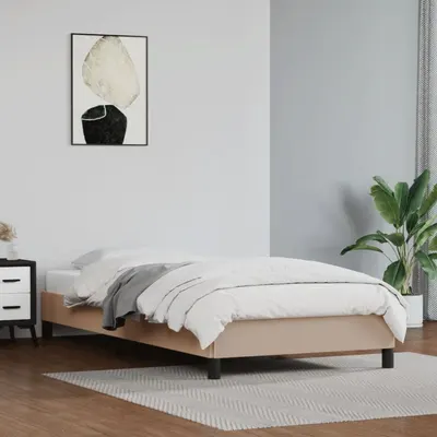 vidaXL Cadru de pat, cappuccino, 90x200 cm, piele ecologică