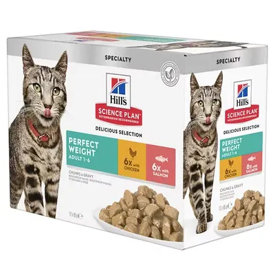 Hrana umeda pisici, Hill's Science Plan Feline Adult Perfect Weight, 12x85 g
