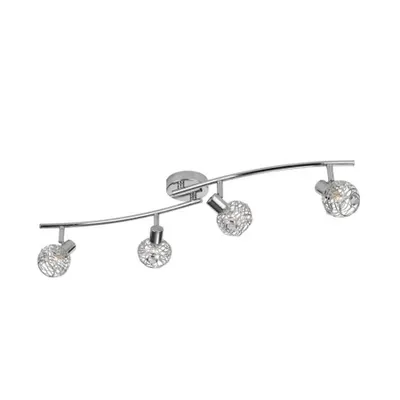 Corp de iluminat cu 4 abajururi, echipat cu becuri halogen cu dulie G9 , 4X28W , lumina calda, crom