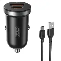 Incarcator Auto Cu Cablu USB-C XO Design CC56, 30W, 3A, 1 x USB-A - 1 x USB-C, Negru