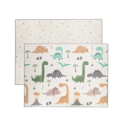 Covoras de joaca, FreeON, Magic Dino, Cu doua fete, Pliabil, Protectie impotriva loviturilor, 200 x 150 cm, Cu Imprimeu pe ambele parti, 0 luni+, Multicolor