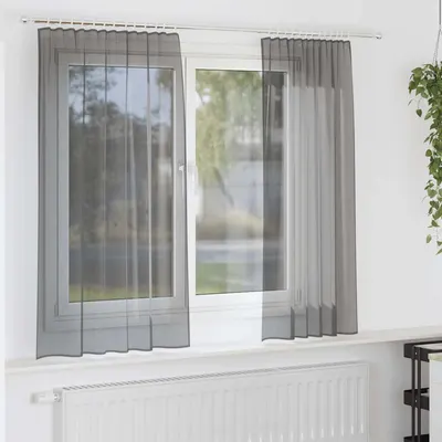 vidaXL Perdele Voile cu buzunare pentru bare 2 buc gri închis