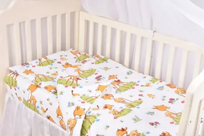 Lenjerie patut cu 3 piese 120x60 cm din bumbac model Caprioare