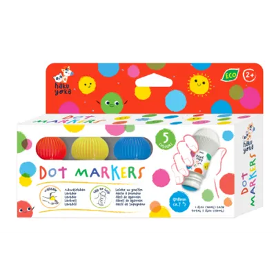 Set 5 carioci lavabile Dot Markers - culori clasice, Haku Yoka