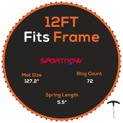 SPORTNOW Tapis de rechange pentru trampoline tapis de saut de remplacement, compatibil trampoline Ø 3,7 m și arcuri de 14 cm | Aosom Romania