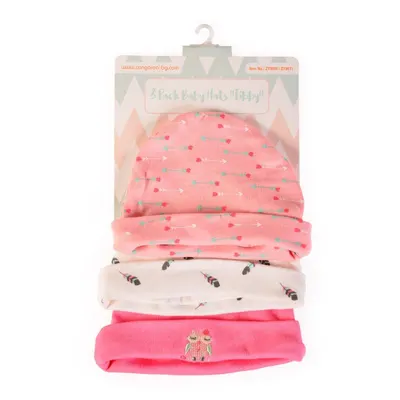 Set 3 caciulite bebe Cangaroo - Tibby, roz