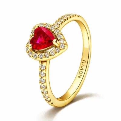 Inel Red Heart Gold