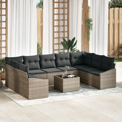 Gossi set de dining 9 piese pentru gradina cu perne din poliratan negru