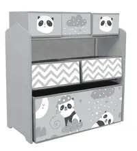 ZONEKIZ Raft Mobil pentru Jucării, Comodă cu 6 Rafturi Detașabile din Material Textil, 63x30x66 cm, Gri | Aosom Romania