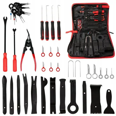 Set 43 piese demontare interior auto, NewEvo, Cu Husa Depozitare, Robust si durabil, Depozitare usoara, Rezistent la coroziune, Pentru usi, bord