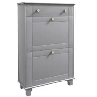 HOMCOM Mobilier Pantofar Ingust cu 2 Usi Basculante si 1 Sertar pentru 8 Perechi de Pantofi 60x23,5x98,5 cm Gri | Aosom Romania