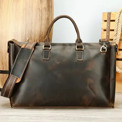Geanta de calatorie unisex, Nyko GT3290, piele naturala, Maro