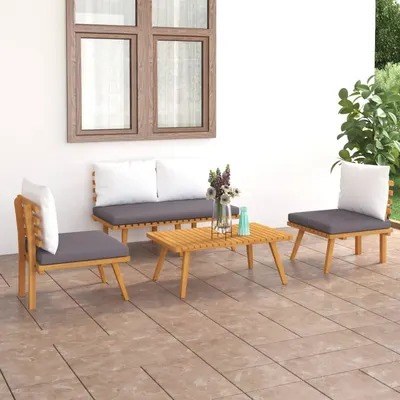 Gossi set mobilier de gradina cu perne, 4 piese, lemn masiv de acacia