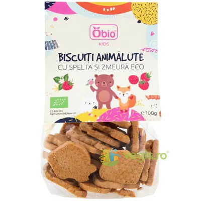Biscuiti Animalute cu Spelta si Zmeura Ecologici/Bio 100g