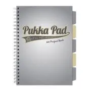 Caiet A4 cu spira si separatoare Pukka Pad Project Book, 200 file, matematica, gri